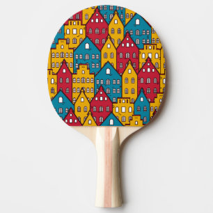Urban abstract: vintage city pattern ping pong paddle