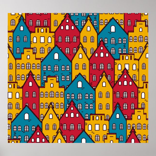 Urban abstract: vintage city pattern poster (Front)