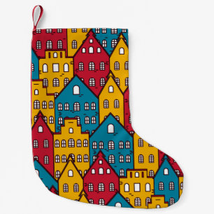 Urban abstract: vintage city pattern small christmas stocking