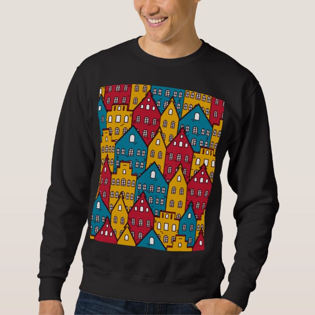 Urban abstract: vintage city pattern sweatshirt (Front)