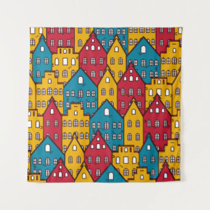 Urban abstract: vintage city pattern tapestry