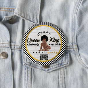 Urban Afro Baby Boy 90's Hip Hop Retro Baby Shower 10 Cm Round Badge