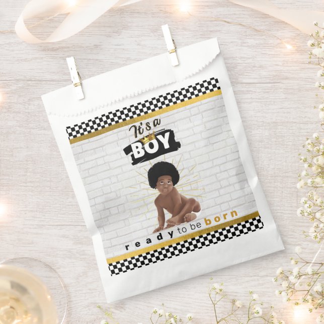Urban Afro Baby Boy| Retro Hip Hop Baby Shower Favour Bags (Clipped)