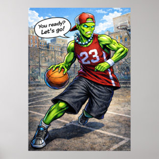 Urban Alien Basketball Player - Comic Style Art Poster