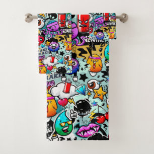 Urban Art Graffiti Bath Towel Set