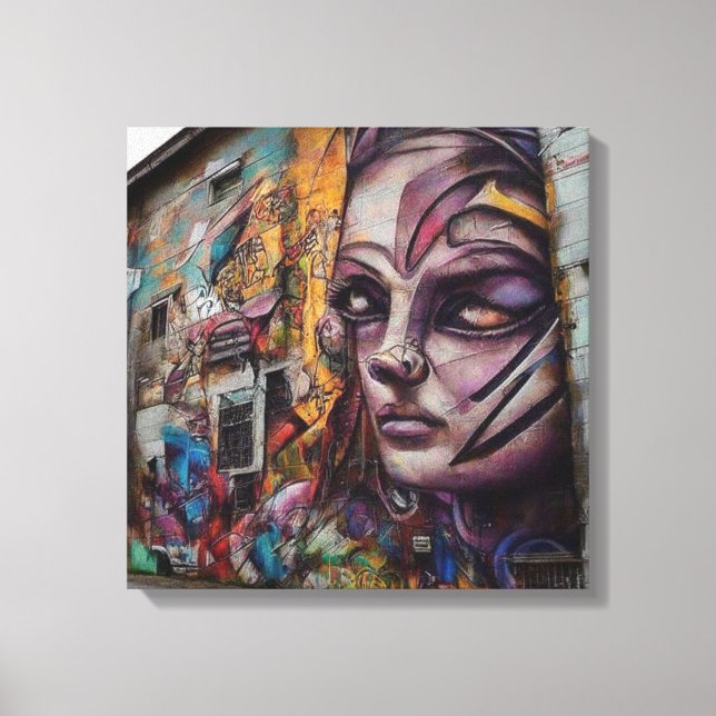 Urban Art on Abandoned Building Canvas Print (Front)