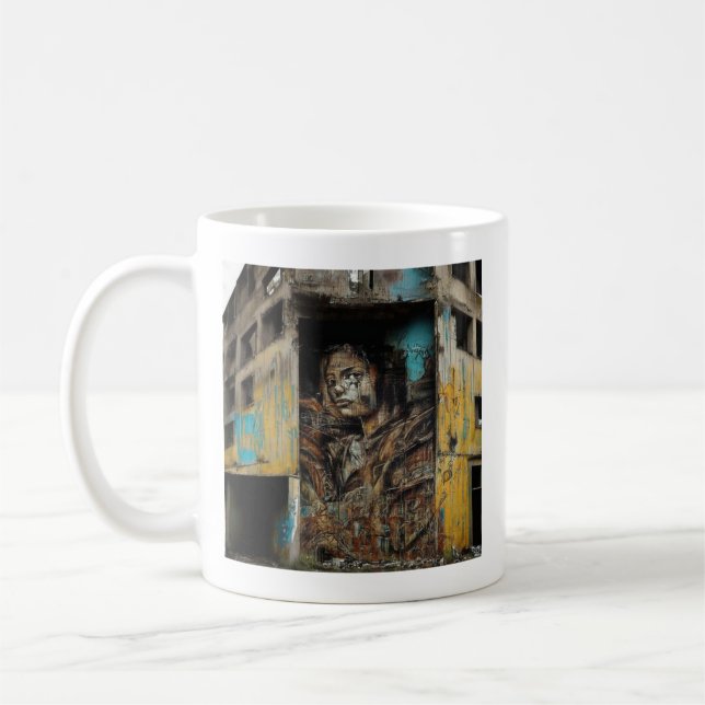 Urban Art on Abandoned Building Coffee Mug (Left)