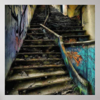 Urban Art on Stairs Abandoned Building