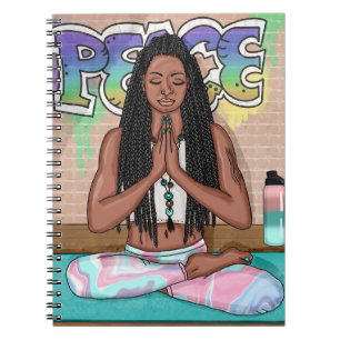 Urban Art Pretty Woman doing Meditation Notebook