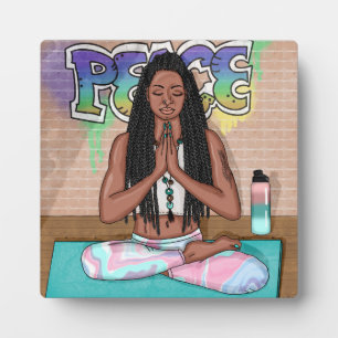 Urban Art Pretty Woman doing Meditation Plaque