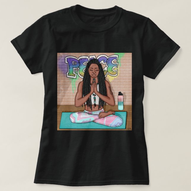 Urban Art | Pretty Woman doing Meditation  T-Shirt (Design Front)