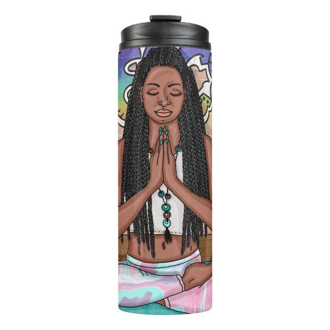 Urban Art | Pretty Woman doing Meditation  Thermal Tumbler (Front)