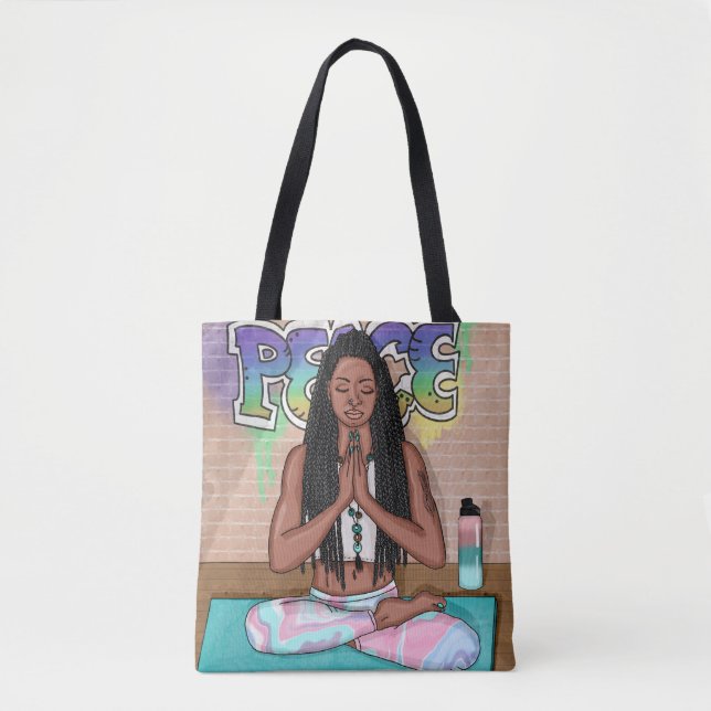 Urban Art | Pretty Woman doing Meditation   Tote Bag (Front)