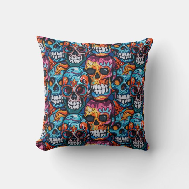 Urban Art Skull Pillow Design A56 (Front)