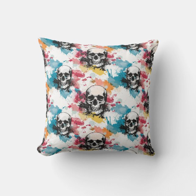 Urban Art Skull Pillow Design, Cojín B40 (Front)