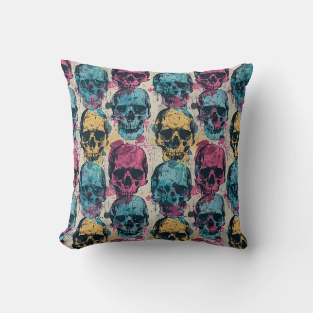 Urban Art Skull Pillow Design, Cojín B57 (Front)