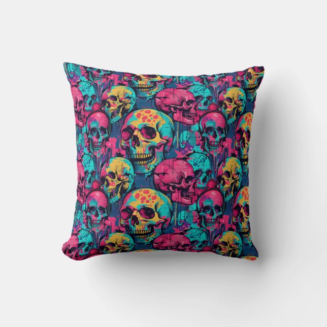 Urban Art Skull Pillow Design, Cojín B79 (Front)