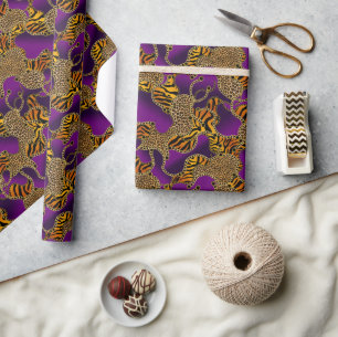 Urban Baroque Gold Chains Animal Print Wrapping Paper