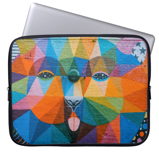 Urban Bear Art Urban Art Mural Bear Mural Design Laptop Sleeve (Front)