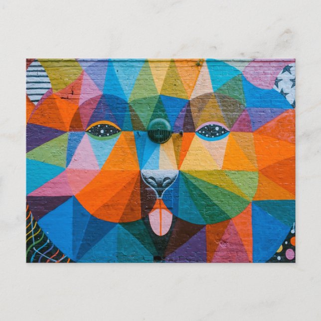 Urban Bear Art Urban Art Mural Bear Mural Design Postcard (Front)