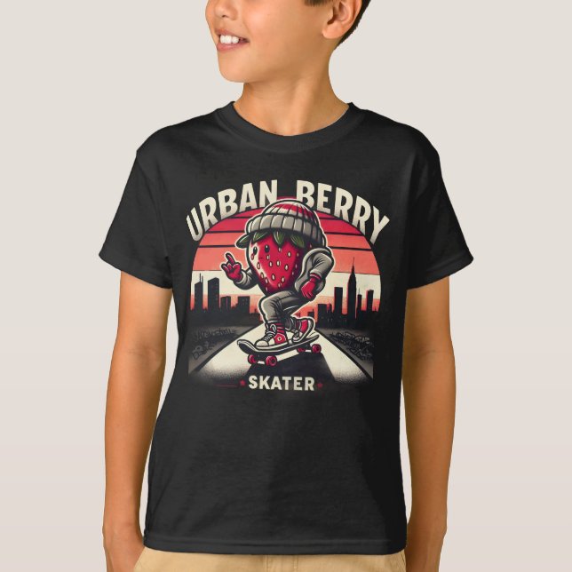 Urban Berry Skater – Streetwear Strawberry T-Shirt (Front)