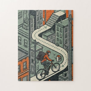 Urban Bike Courier City Jigsaw Puzzle