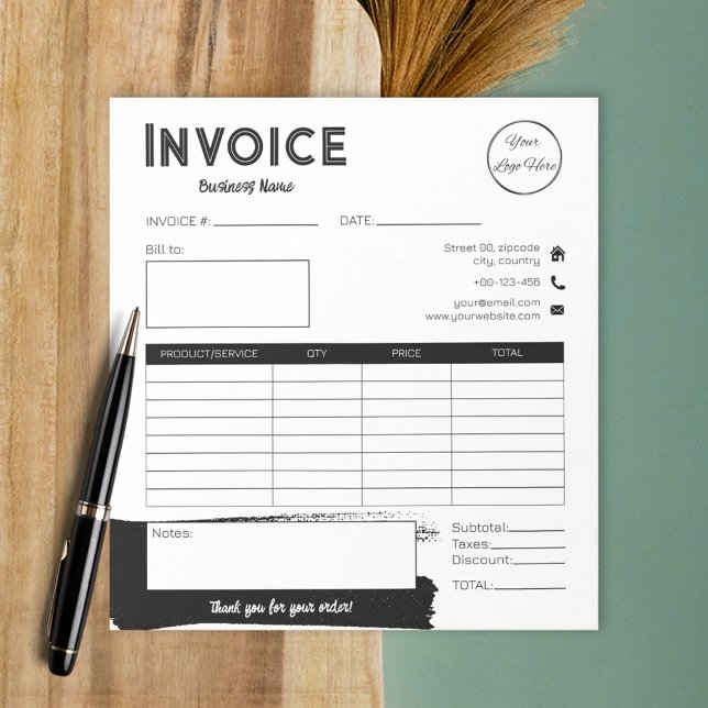 Urban black and white logo small business invoice  notepad (Creator Uploaded)