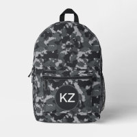 Urban Black Grey Camouflage Camo Initials