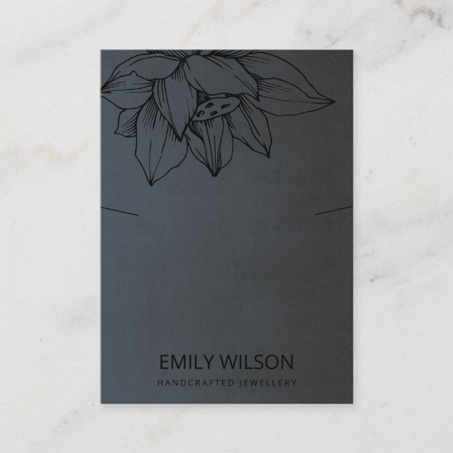 URBAN BLACK ON BLACK LOTUS SIMPLE NECKLACE DISPLAY BUSINESS CARD (Front)