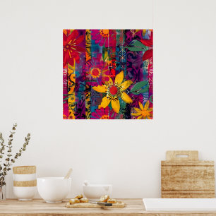 Urban Bloom  Vivid Graffiti Flower Explosio Poster