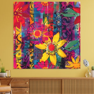 Urban Bloom – Vivid Graffiti Flower Explosion Canvas Print
