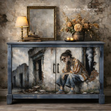 Urban Bohemian Woman Neutral Tones decoupage