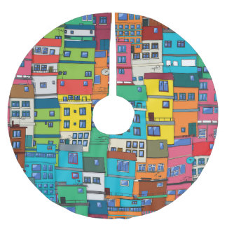 Urban Brazilian favela: colourful background. Brushed Polyester Tree Skirt