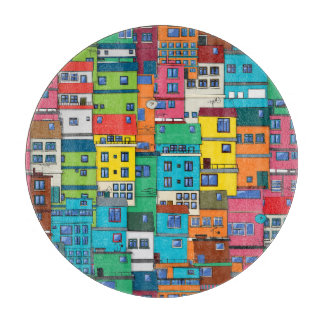 Urban Brazilian favela: colourful background. Cutting Board