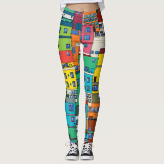 Urban Brazilian favela: colourful background. Leggings
