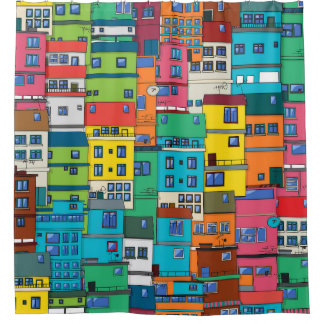 Urban Brazilian favela: colourful background. Shower Curtain
