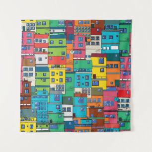 Urban Brazilian favela: colourful background. Tapestry