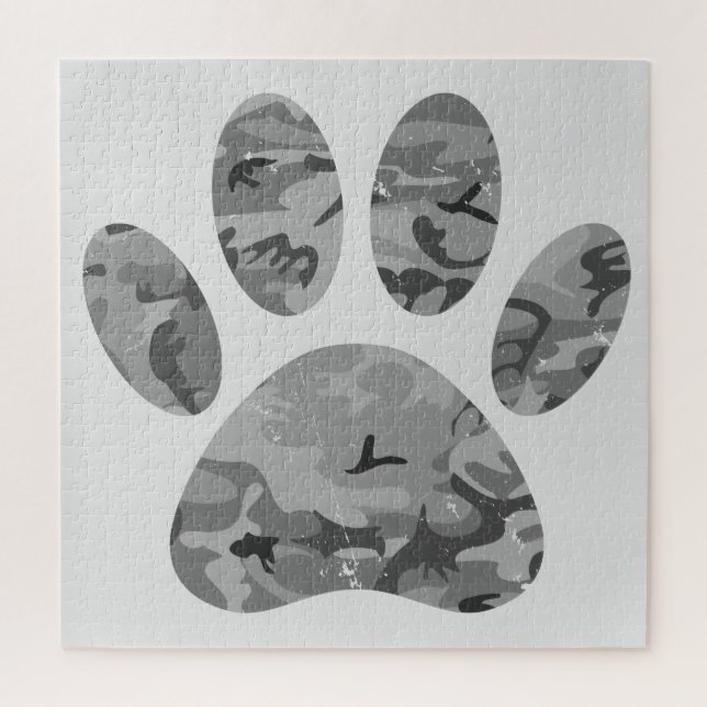 Urban Camo Puppy Paw Print Jigsaw Puzzle (Vertical)
