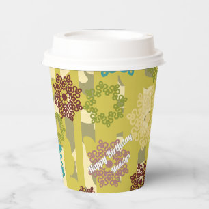 Urban Camouflage Floral Pattern Birthday Paper Cups