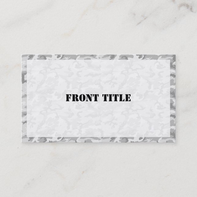 Urban Camouflage Pattern - Black & Grey Business Card (Front)