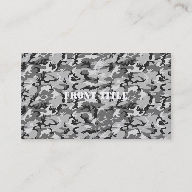 Urban Camouflage Pattern - Black & Grey Business Card (Front)