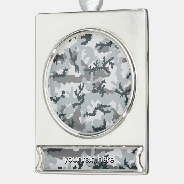 Urban camouflage silver plated banner ornament (Left)
