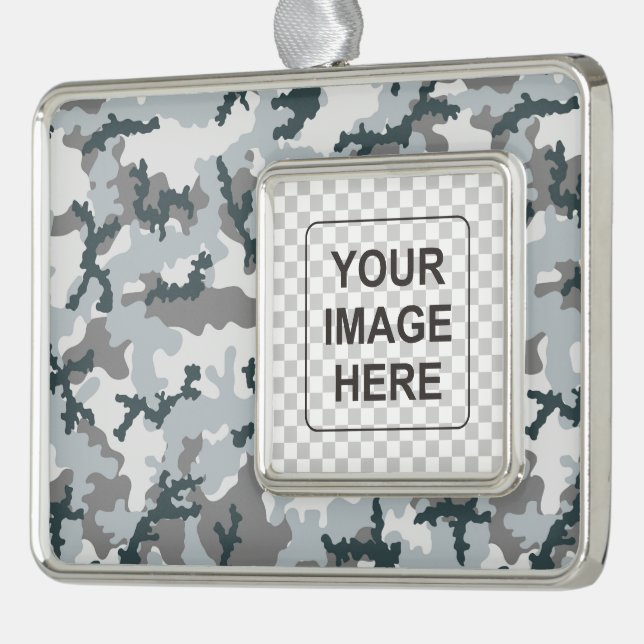 Urban camouflage silver plated framed ornament (Left)
