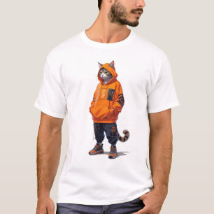 Urban Cat Vibes - Futuristic Streetwear Design T-Shirt