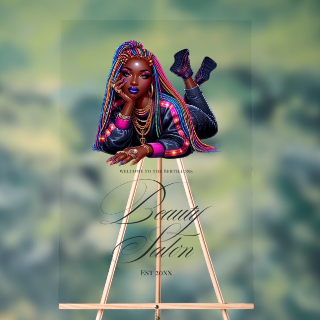 Urban Chic Hip Hop Beauty Salon Welcome Acrylic Sign (Neutral)