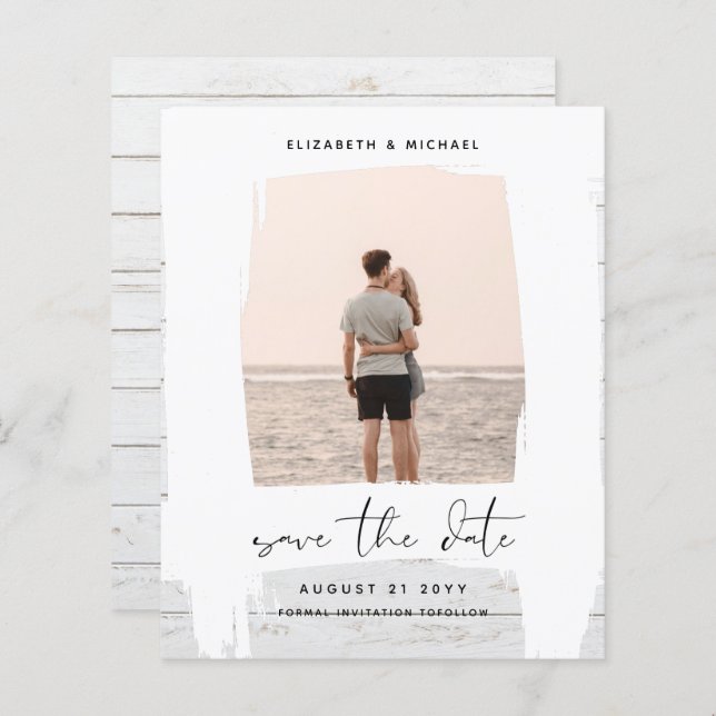Urban Chic Minimalist PHOTO Save The Dates BUDGET (Front/Back)