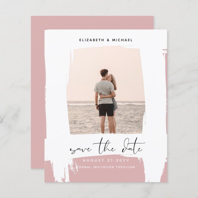 Urban Chic Minimalist PHOTO Save The Dates BUDGET (Front/Back)