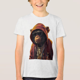 Urban Chimp – Cool Chimpanzee with Hoodie and Gold Tri-Blend Shirt
