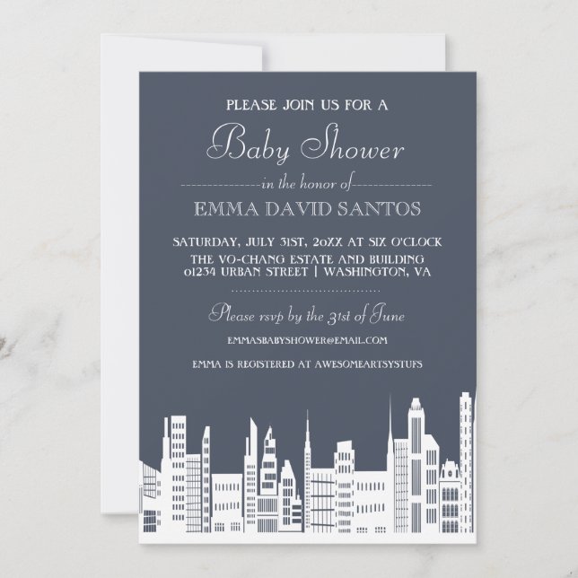 Urban City Baby Shower Invites (Front)