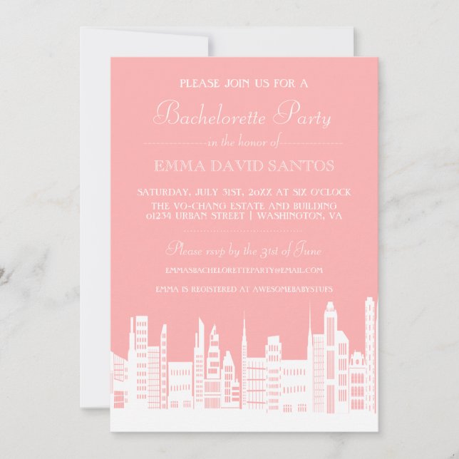 Urban City Bachelorette Party Invites (Front)
